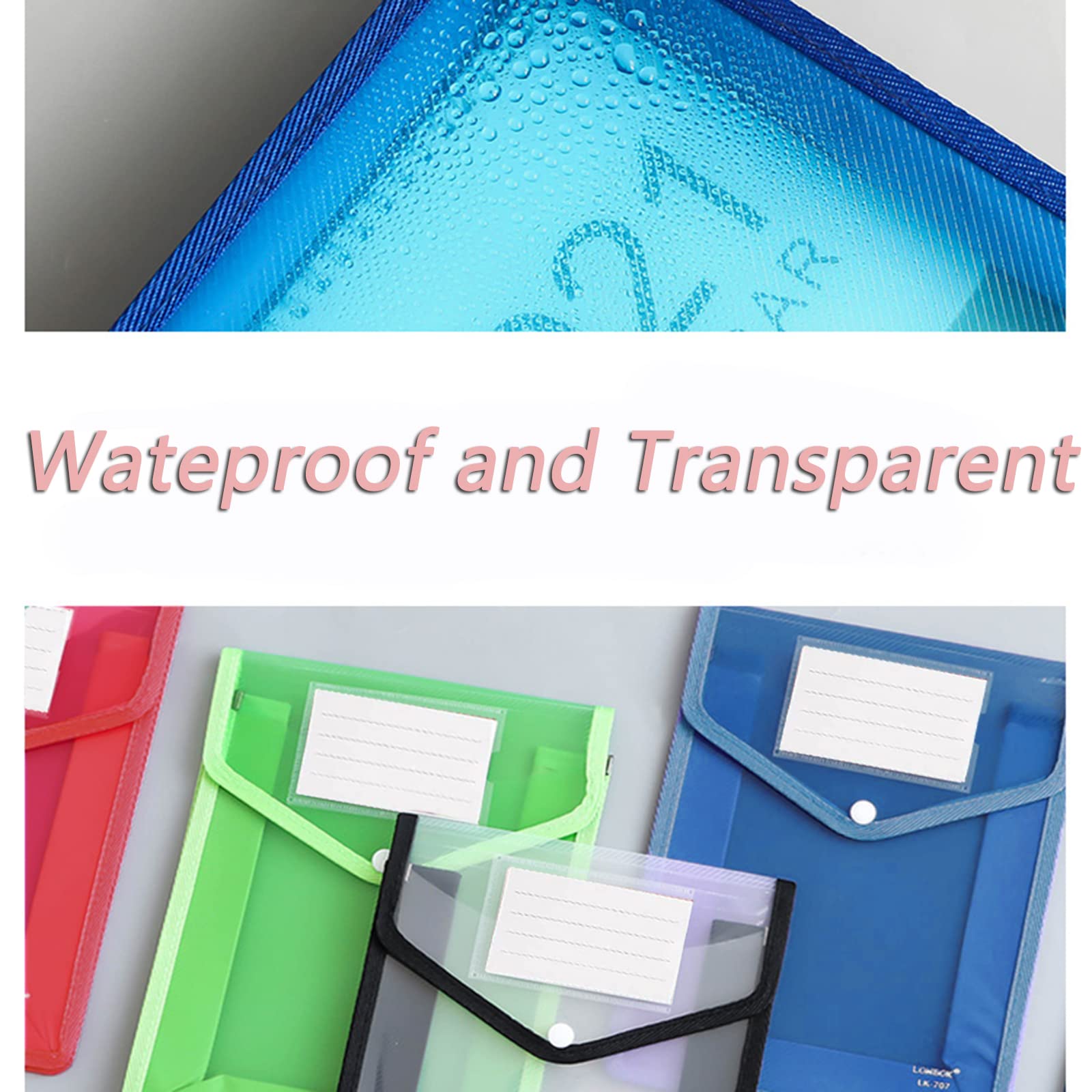 30 Portafogli In Plastica A4 - Con Chiusura A Bottone, Impermeabili, Per Scuola, Ufficio E Viaggi - Foto 4