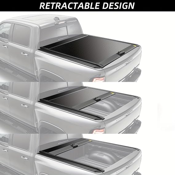 Pickup Truck Accessories Truck Bed Covers Copertura Tonneau Cover Compatible for Ford Ranger Raptor F150 2014-2025 Retractable Bed Cover with Lock(Electric Version)