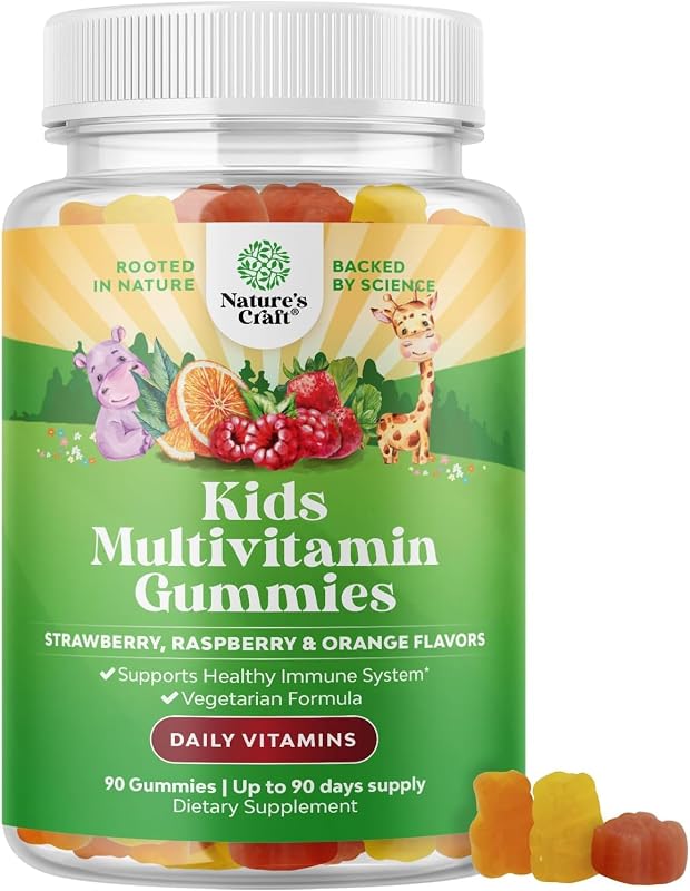 Natures Craft Multivitamínico infantil em gomas com vitaminas A, C, D3 e zinco, 90 gomas