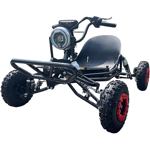 Zyliathor Electric Go Kart Adults/Kids - 48V 2000W Motor 12-31MPH, 6'' All-Terrain Tires, 10.4Ah(12+Mi), 440lbs Capacity, 3-Speed Modes LED Lights & Charger (Black)