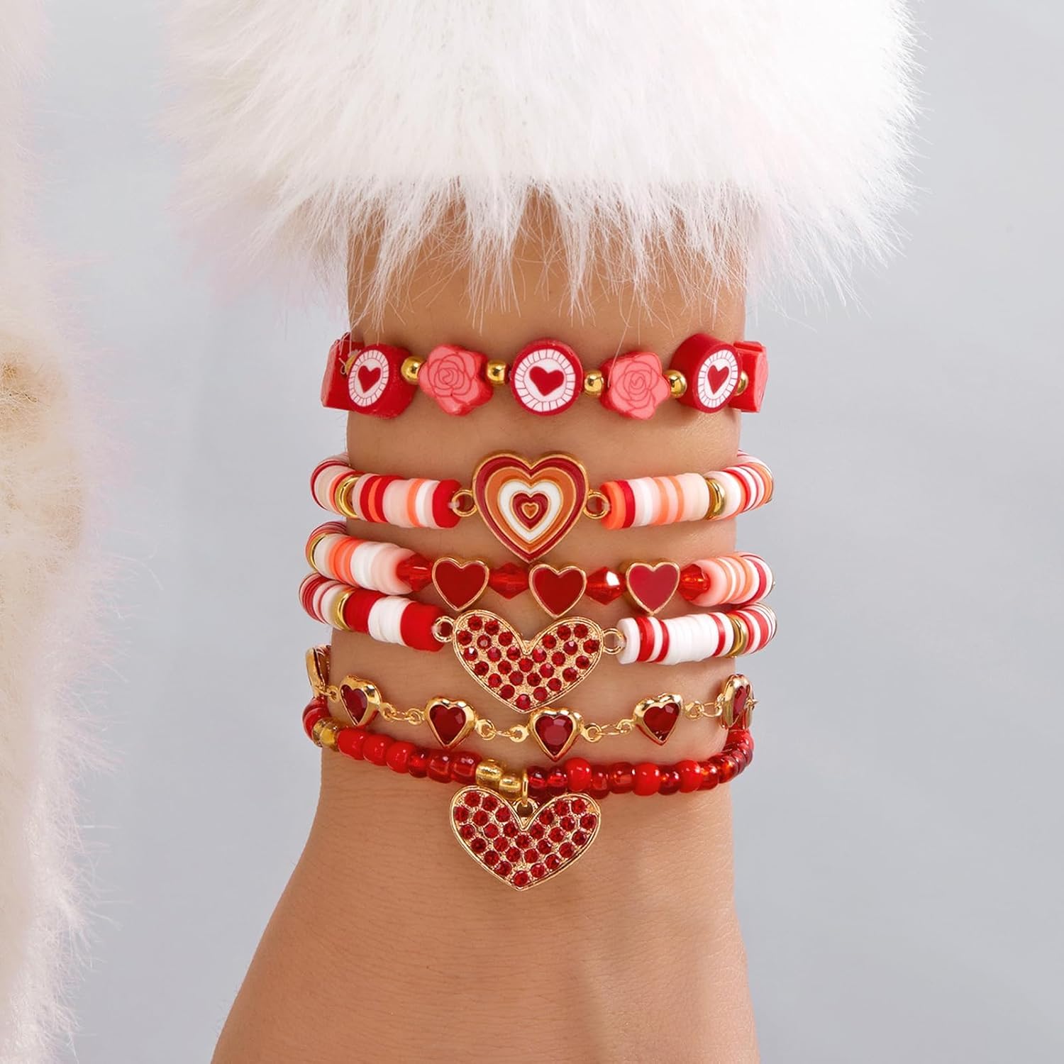 HUASAI Heart Bracelet Red Heart Bracelets for Women Valentines Bracelet Valentines Day Gifts for Women Trendy - Image 3