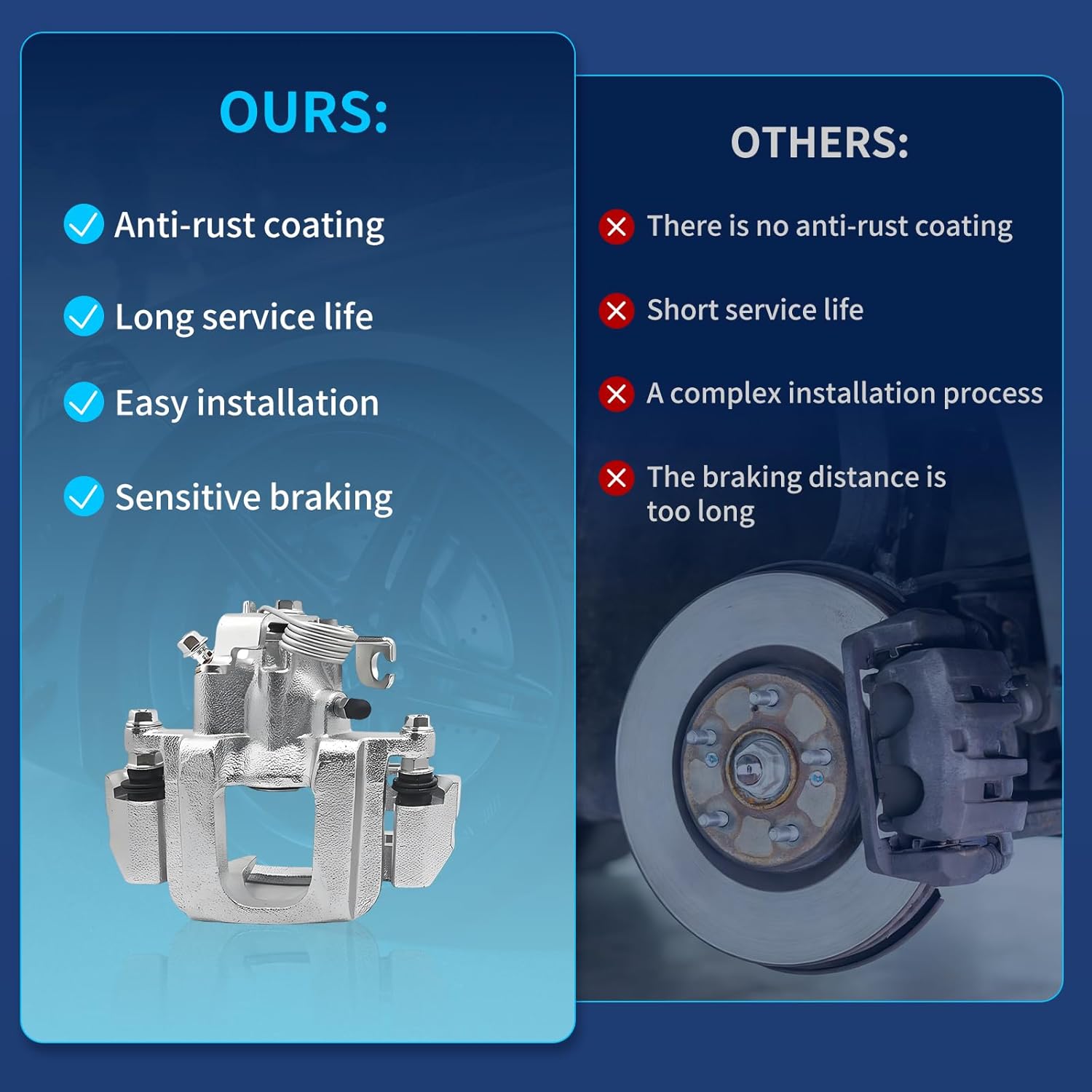 18B5263 18B5262 Rear Brake Caliper Assembly With Bracket for 2011-2019 Ford Explorer, 2010-2014 Ford Flex, 2013-2019 Ford Taurus, 2010-2014 Lincoln MKT, Left & Right