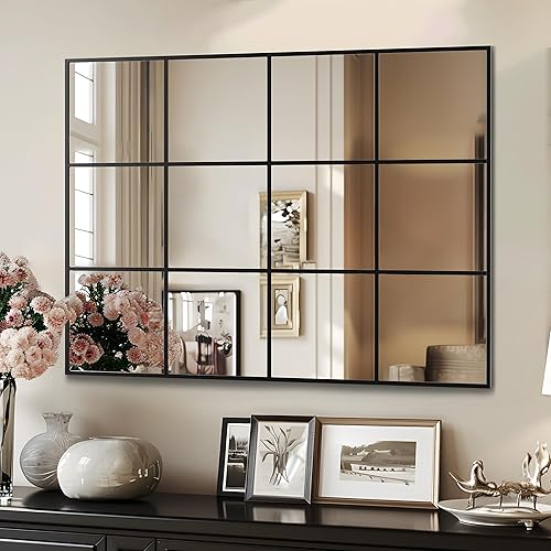 Antok Espejos decorativos para decoración de pared, 30 x 40 pulgadas, espejo decorativo de pared negro, espejo decorativo para sala de estar,