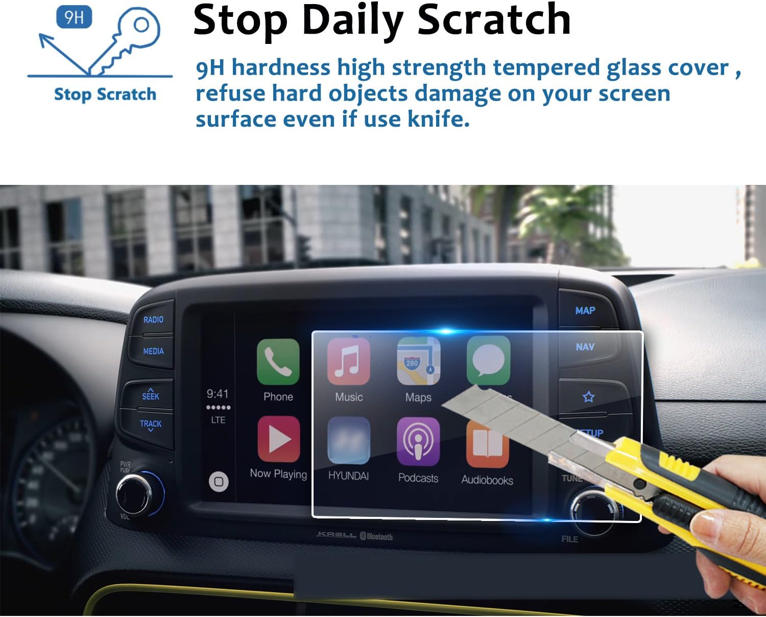 lfotpp 2023 kona screen protector for 2018 2021 2022 2023 kona ultimate 8 inch n and n line trims tempered glass scratch resistant protective film