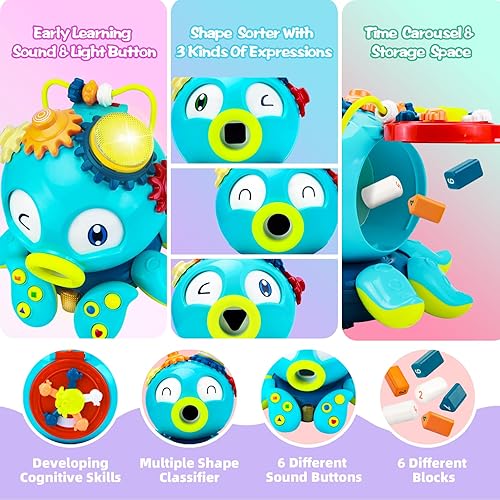 Miniatura 4 de UNIH Juguetes para bebés de 18 meses a 3 años, juguete educativo de aprendizaje temprano con luz y sonido, juguete de cumpleaños para bebés de 18