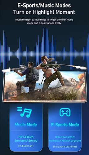 Miniatura 4 de Auriculares para juegos con micrófono en el oído auriculares inalámbricos Bluetooth 53 impermeables auriculares de larga duración de la batería modo