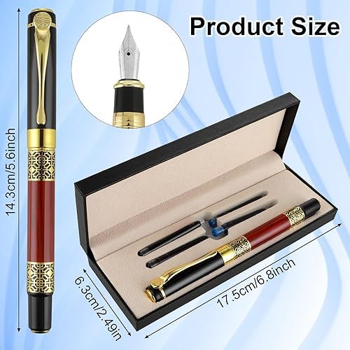 Miniatura 3 de Cobee Juego de pluma estilográfica de lujo, pluma estilográfica de metal de 0.028 in con 4 cartuchos de tinta de 0.134 in, punta media, bolígrafo de