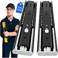 Vista 18 de YENUO - Deslizadores de cajón de extensión completa de montaje lateral de 10 12 14 16 18 20 22 24 pulgadas con rodamiento de bolas, rieles de cajón