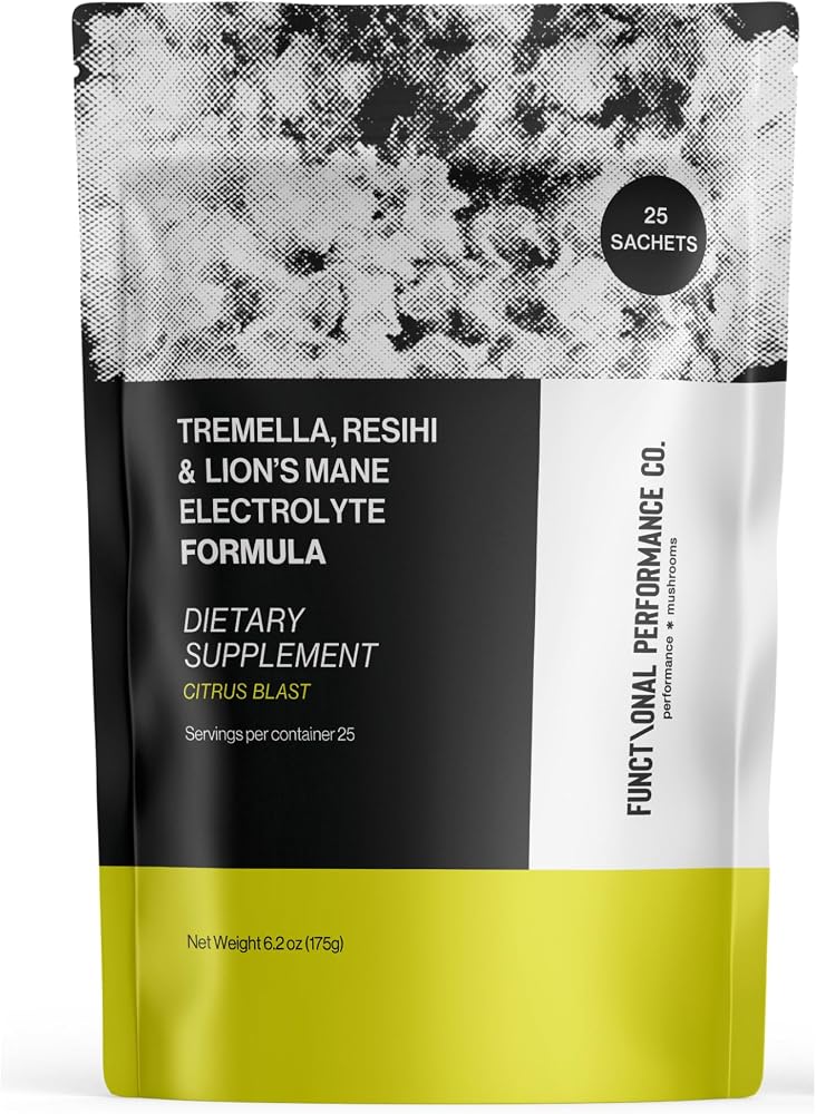 Electrolyte Powder with Lion’s Mane, Reishi & Tremella | 800mg Sodium + 200mg Potassium + 30mg Magnesium | Hydration, Focus & Recovery | 25 Sachets | Sugar Free Citrus Blast — 사진 1