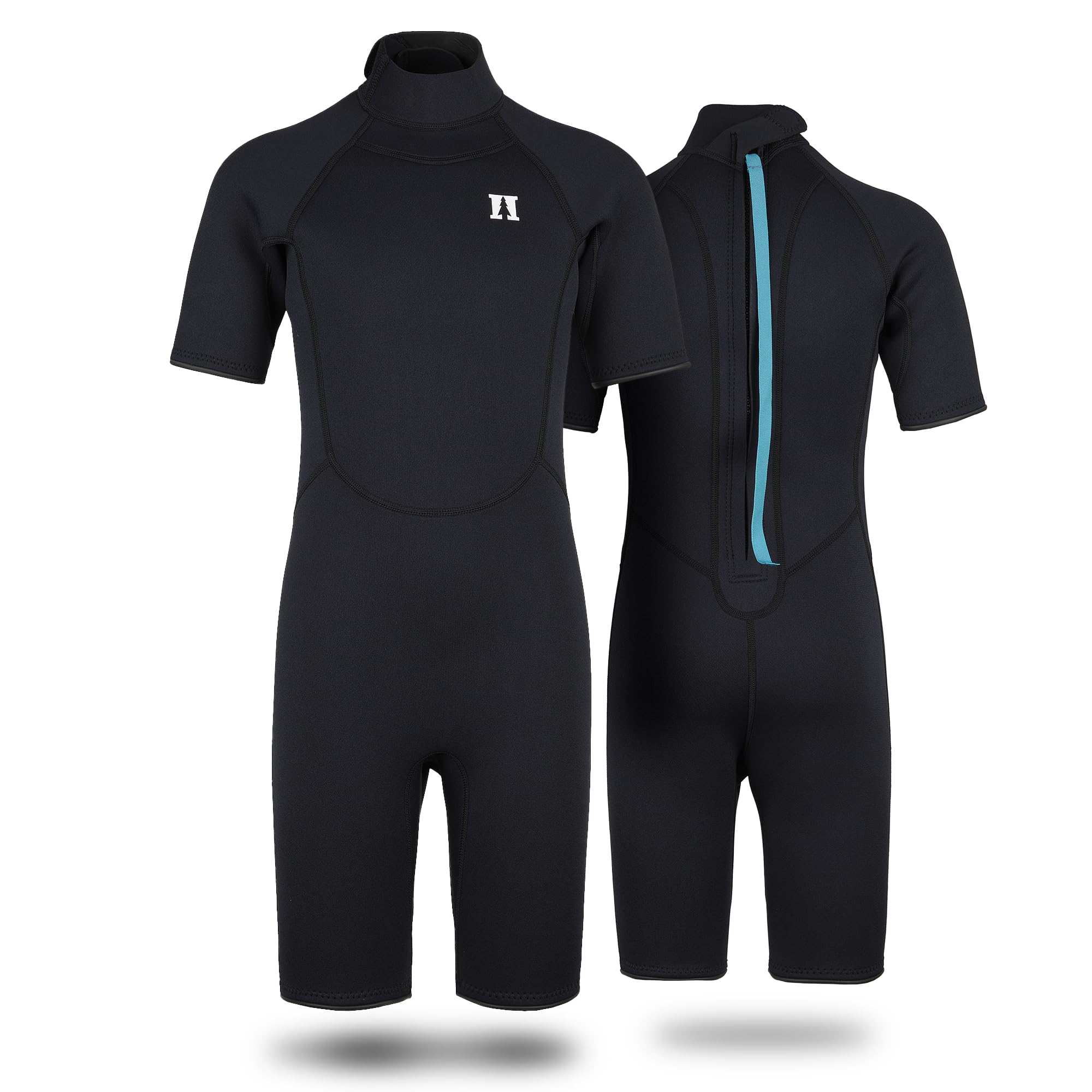 Kid's SeapineHe. Neoprenanzug für Kinder kurz 3mm - Neopren Shorty Kurzarm mit Rücken-RV – Wetsuit für Schwimmbad, SUP, Meer etc. – Leichter Tauchanzug aus Stretchmaterial