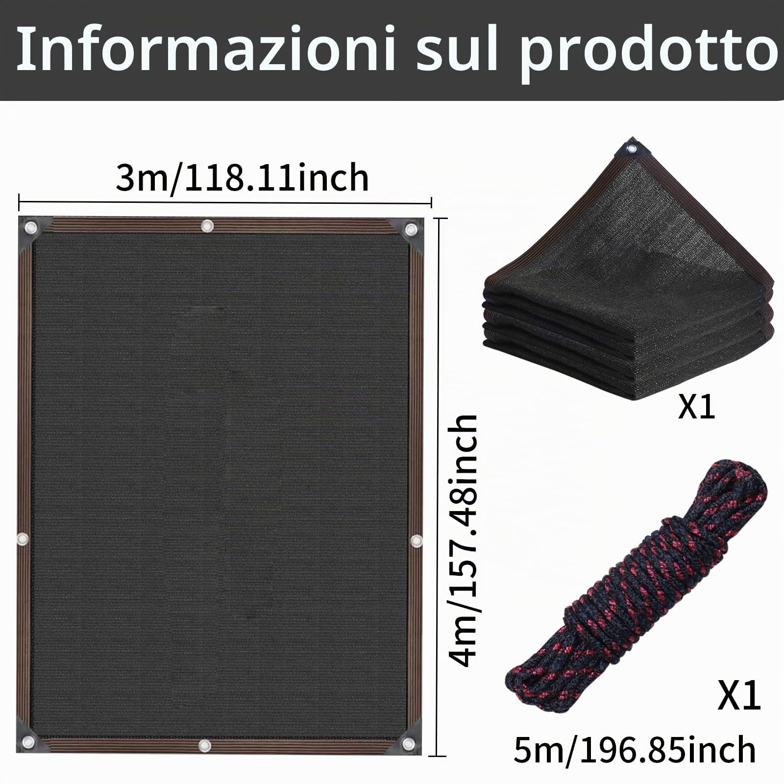 Rete Ombreggiante, 4x3M Telo Ombreggiante Occhiellato, 80% –90% Panno Ombra con Occhielli,Tessuto Ombreggiante,Panno Ombreggiante,Rete Parasole,per Giardino,Pergola,Piante da Patio,Serra,Pollaio