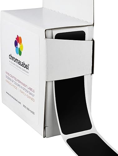 ChromaLabel 1 etiqueta rectangular de código de color permanente multiusos de 3 pulgadas, 100 calcomanías por caja dispensadora, color negro