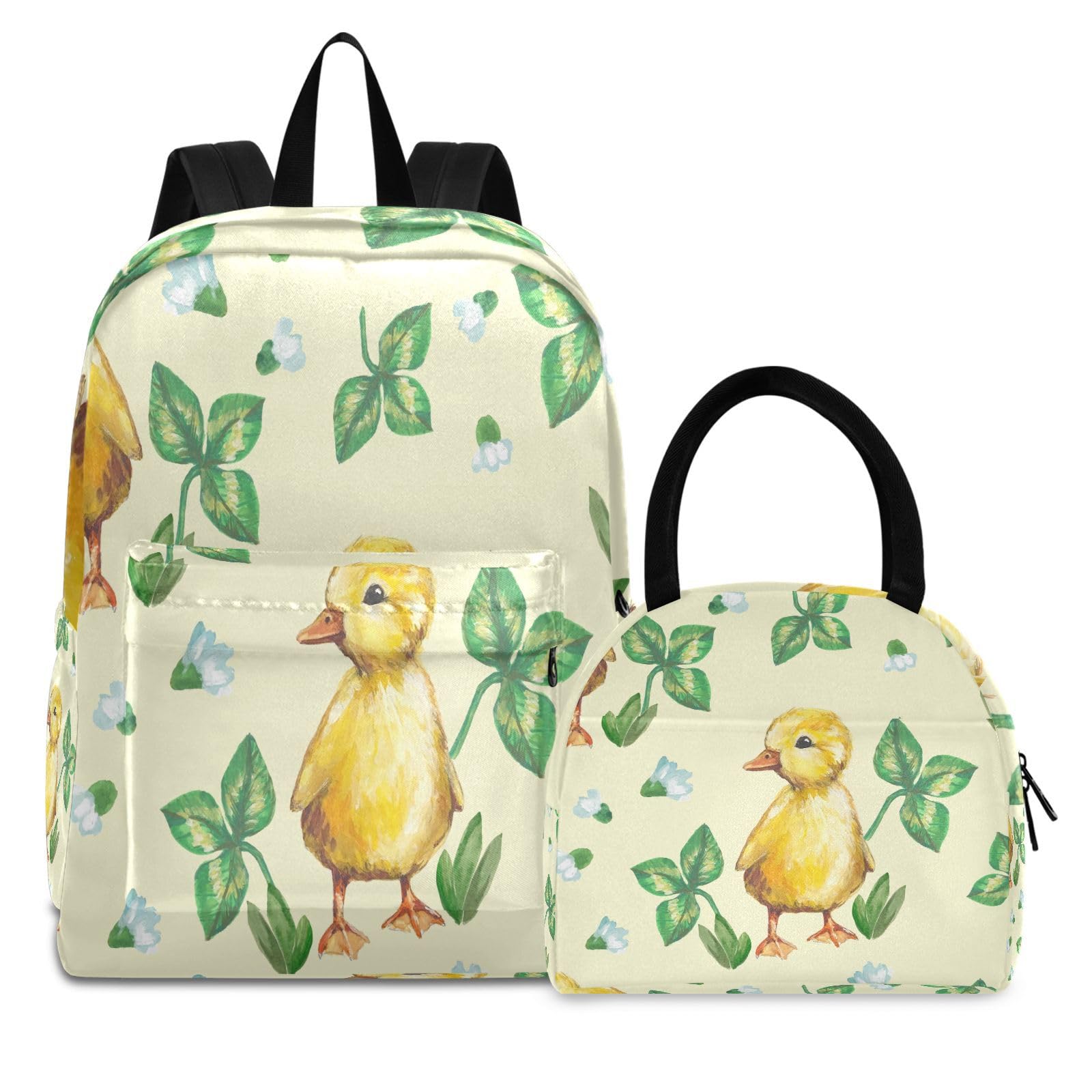 YOUJUNER Kids School Bag Set Cute Duck Bird Backpack and Lunch Bag Lightweight Bookbag Rucksack Daypack for Girls Boys