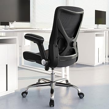 Ergonomic Office Chair: 330LBS Home Office Desk Chairs with Lumbar Support | Ergalithic Ergonomic Desk Chair Computer Chair with X-Shaped Mesh PU Leather Flip-Up Arms Gaming Chair for Long Hour(Black)
