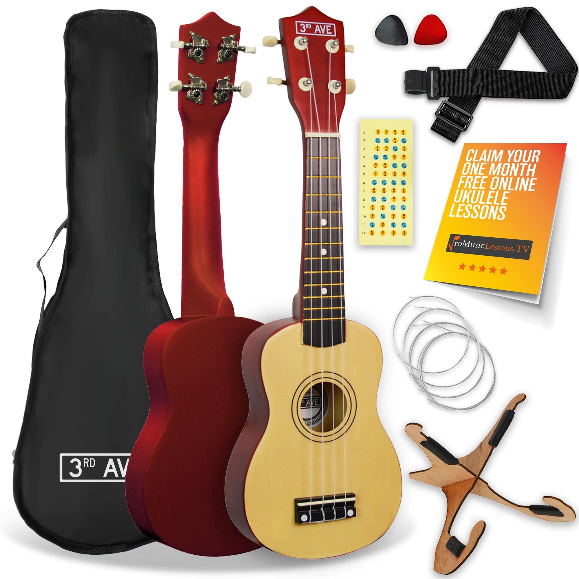 3Rd Avenue Soprano Ukulele Starter Pack - Natural, Brown