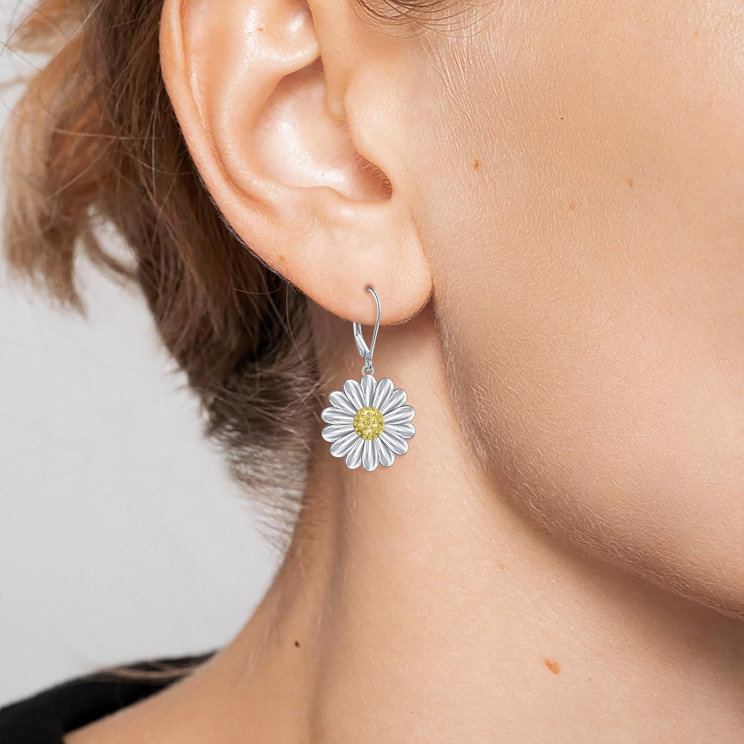 925 Sterling Silver Leverback Earrings Drop Dangle for Women Flower Jewelry Birthday Gift - Image 5