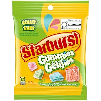 STARBURST, Sour Gummy Candy, Sharing Bag, 142g