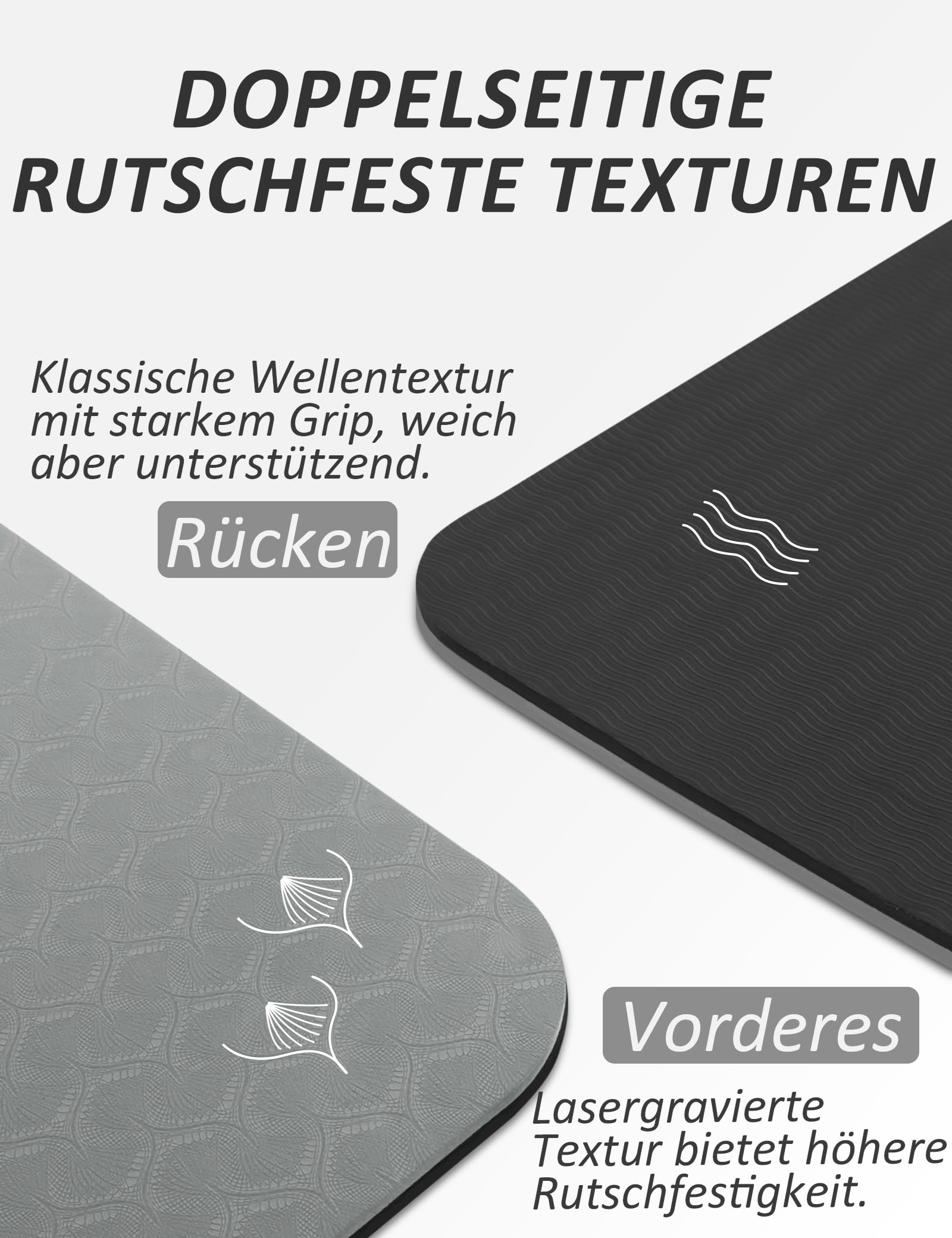 Tapis de yoga antidérapant, tapis de yoga de 6|8mm d'épaisseur, tapis de sport pro Tapis de fitness antidérapant, TPE|PVC Tapis de gymnastique pour la maison et l'extérieur, tapis de musculation