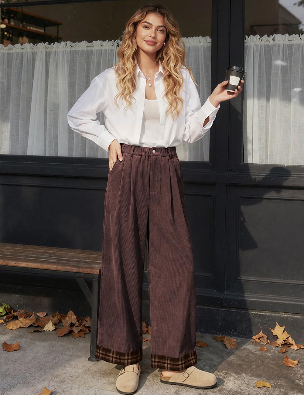 TARSE Women's Corduroy Wide Leg Baggy Pants image 2
