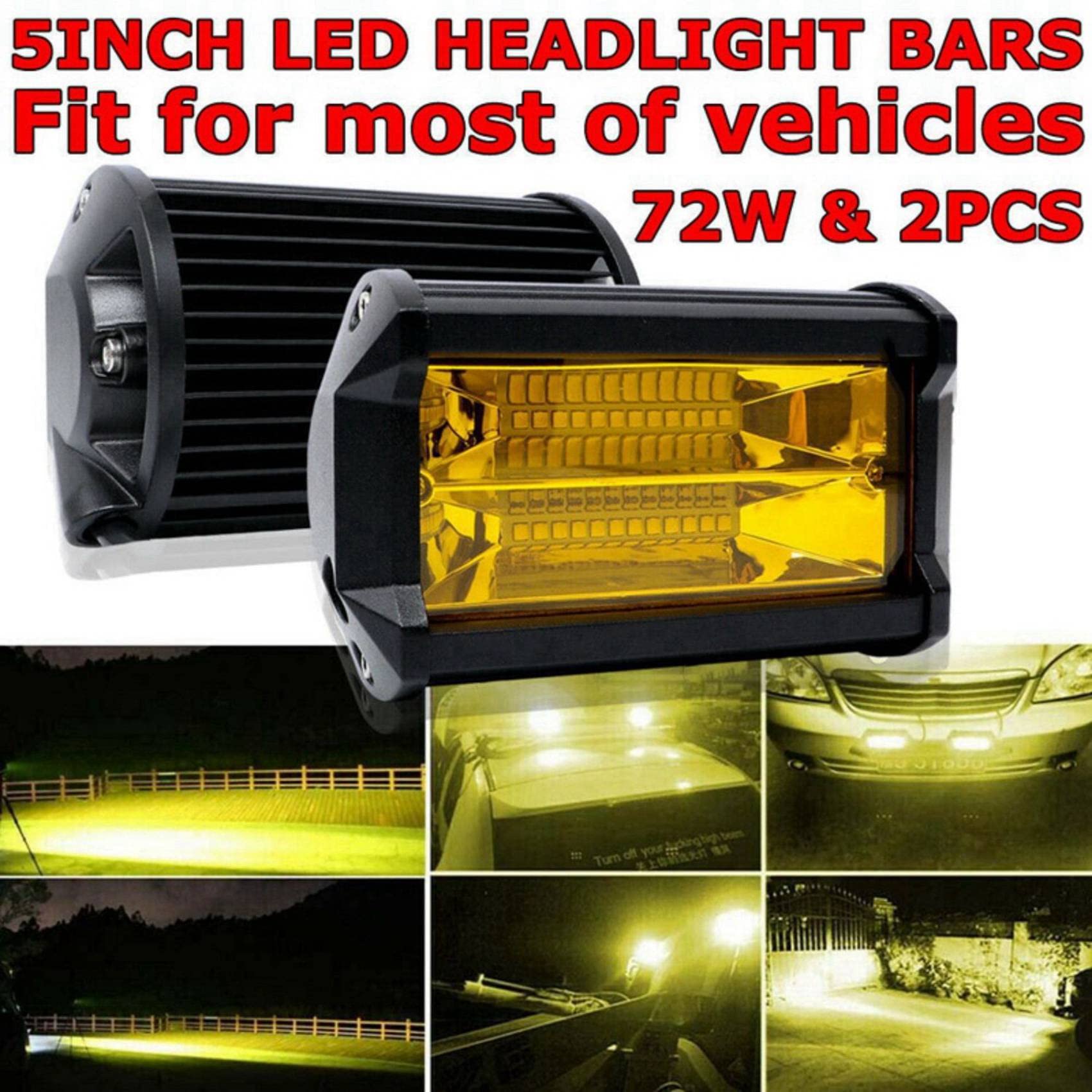 4 x 5 72W LED Wodoodporne światła robocze terenowe Pod przeciwmgielne żółte lampy do samochodów ciężarowych ATV UTV łódź wózek golfowy