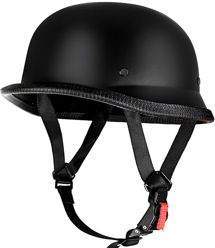 Miniatura 2 de Casco de motocicleta estilo alemán, casco de media cara para adultos, hombres y mujeres, casco de media cara, aprobado por DOT, casco retro de media