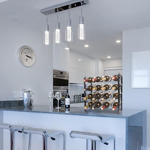 Miniatura 6 de TONLEA Soporte para botellas de vino de 4 niveles, 16 botellas de almacenamiento de vino, estante apilable, estante de almacenamiento de vino para