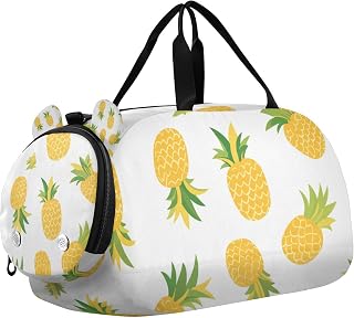 Tecknad ananas med gul bas barn söt gymväska med skofack multifunktionell övernattningsresa weekendväska för skolövning, sport, resor