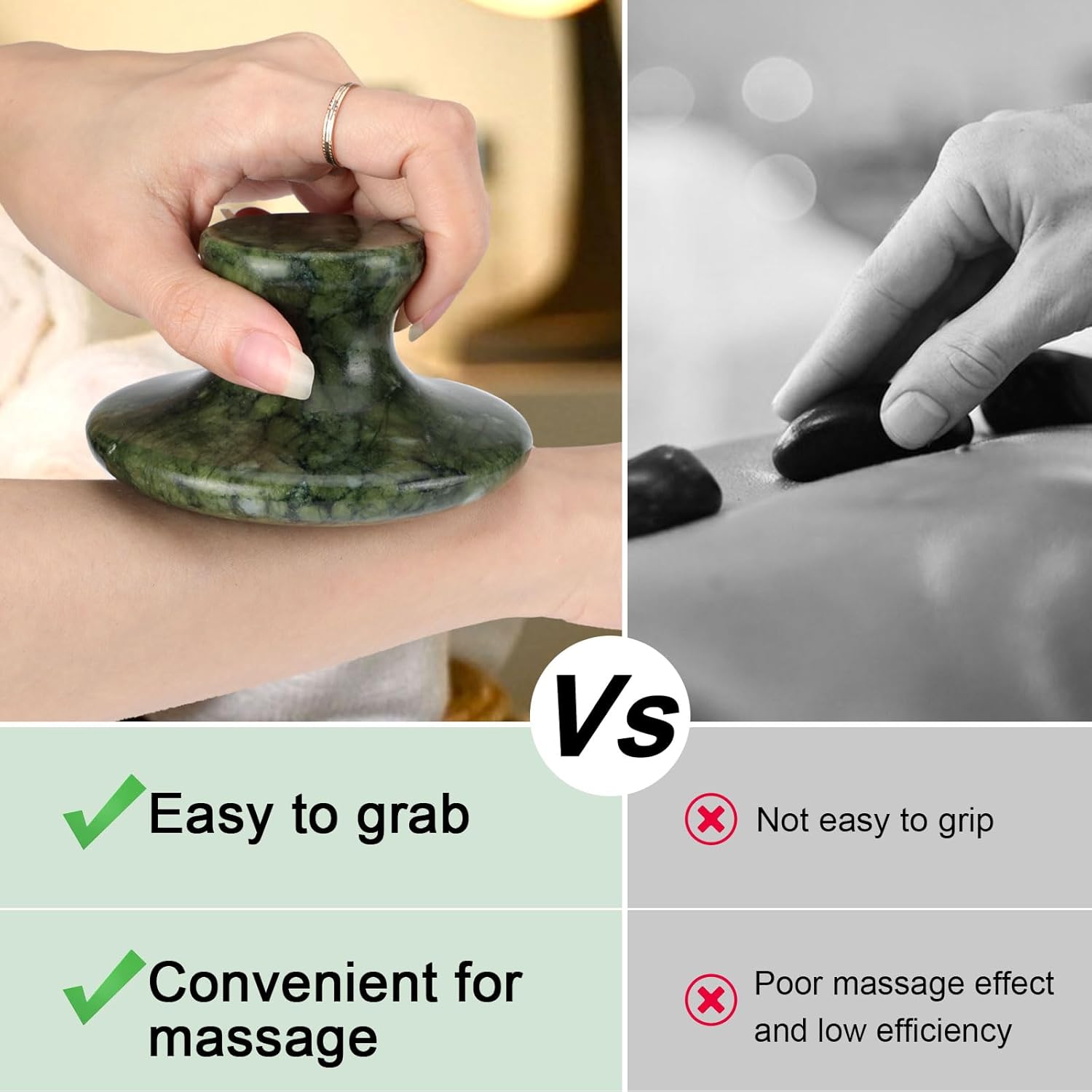 gemshan Massage Stone, 3.5inch Natural Hot Rocks, Body Gua Sha Massage Tool for Cellulite Massage, Lymphatic Drainage, Relieve Tension and Muscle Pain - Image 4