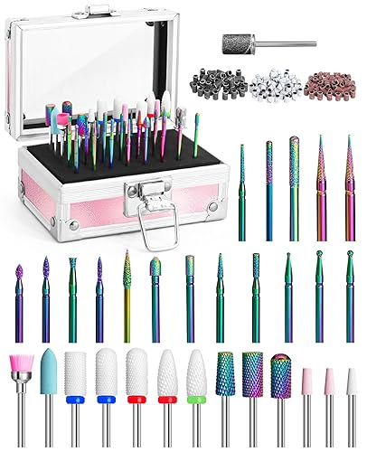Miniatura 9 de Onism Juego de 25 brocas de uñas de carburo de tungsteno de 332 pulgadas, kit de brocas de uñas de cerámica para manicura profesional, removedor de