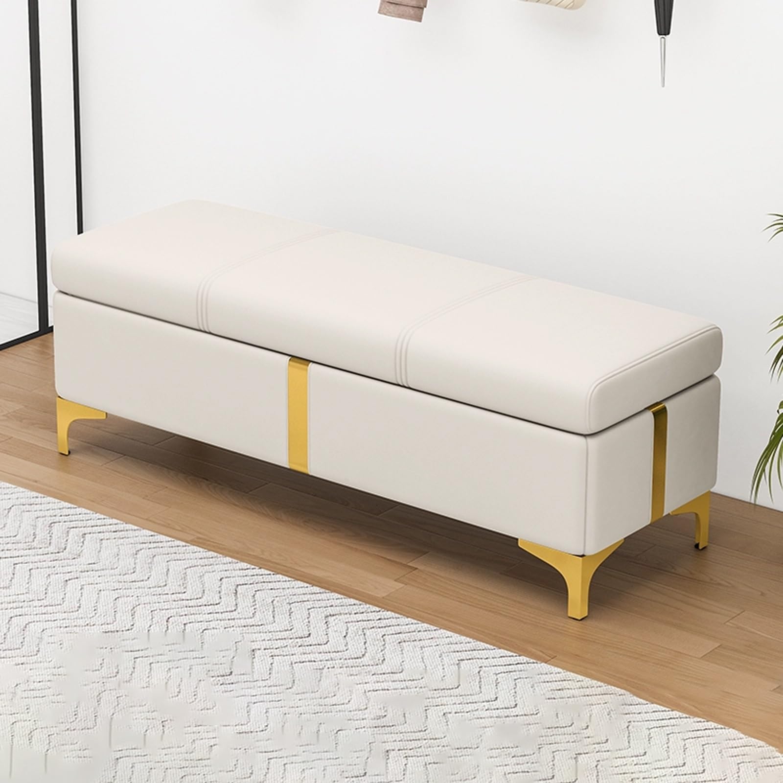 Siège de chambre Sto rembourré et banc de séjour moderne avec rangement chaussures