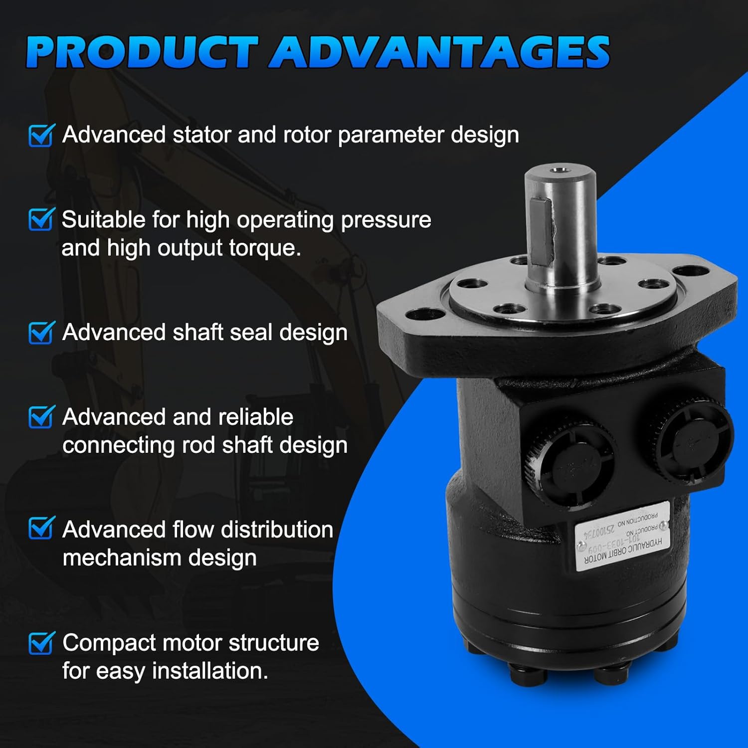 101-1033-009 1011033009 101-1033 1011033 Hydraulic Motor for Eaton Char-Lynn H Series Shaft Size: 1 inch Diameter, Shaft end 1/4-20 UNC-2B Thread