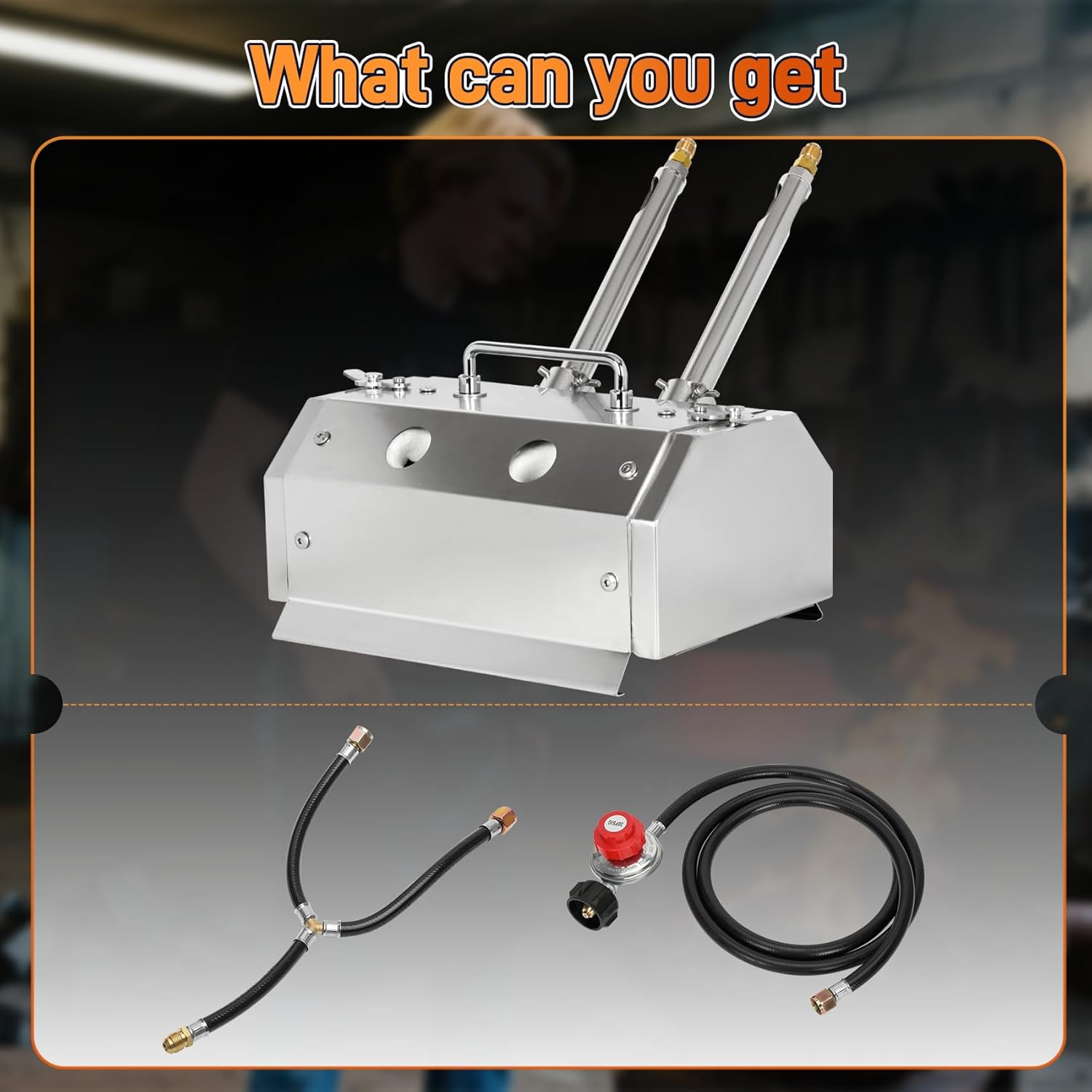 Portable Double Burner Propane Forge Kit 2600℉, Stainless Steel Blacksmith Forge with Dual Doors, Large Capacity, 30PSI Regulator - Fast Heating for Knife Making, Metal Forging Tools