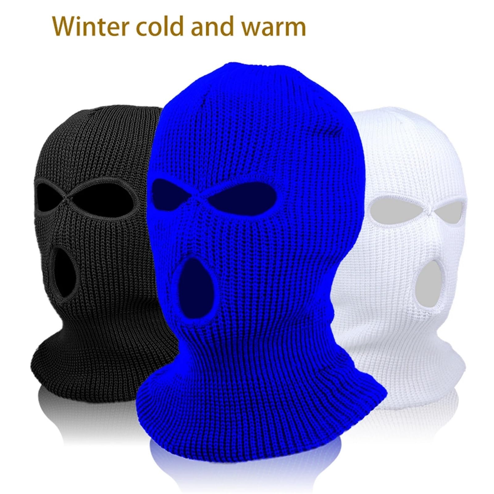2 Gorros de esquí con 3 Agujeros for Toda la Cara, Resistentes al Viento, Punto, cálidos for Invierno, Unisex para Esquí Ciclismo