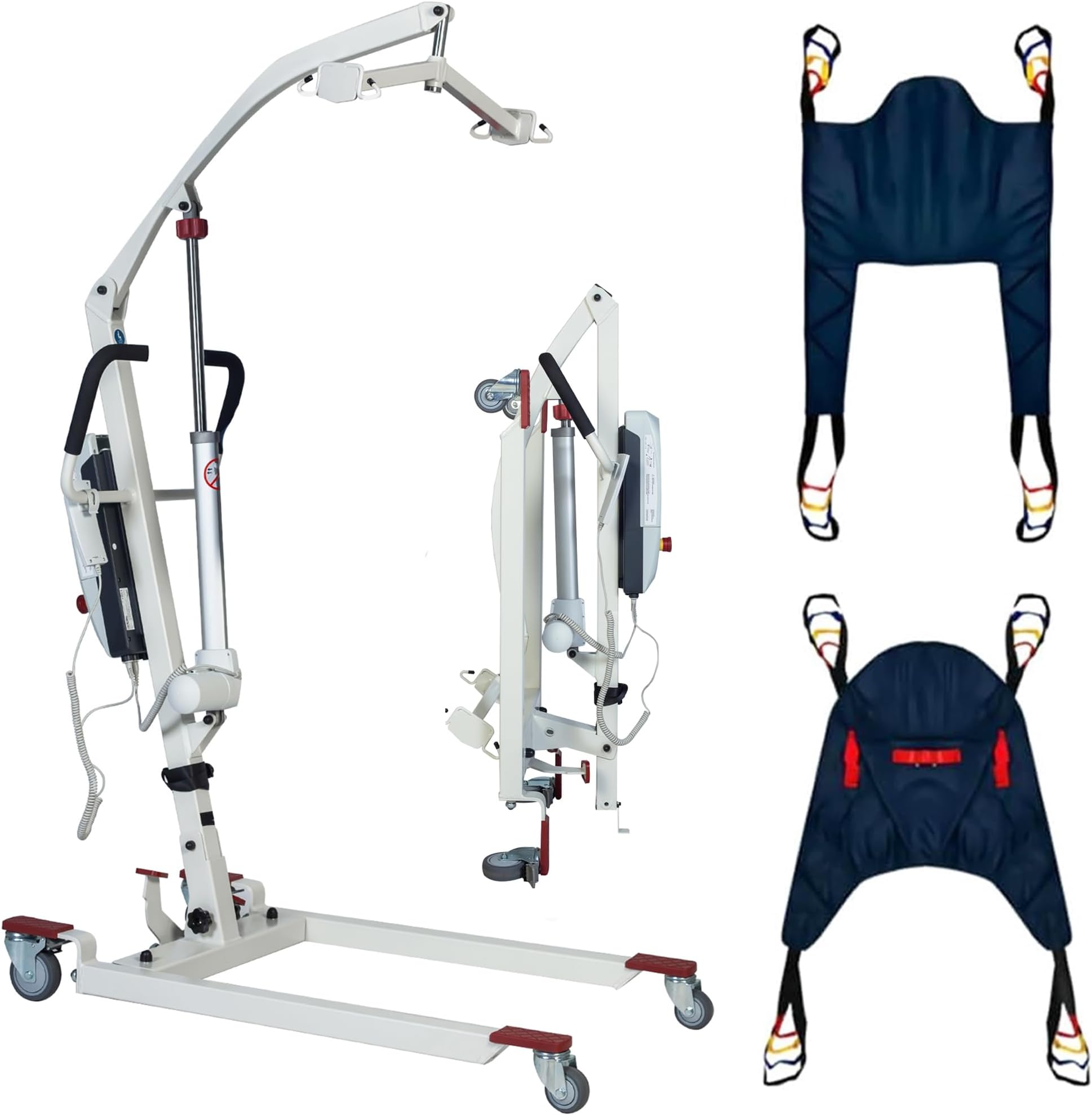 Foldable Hoyer-Lift for Home Use•Portable Electric Patient Transfer Lift•500lbs Body Transfer Lift•Installation Free•2 Kind of Sling Included, White