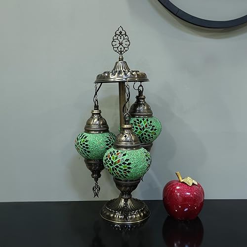 Miniatura 9 de Asylove Lámpara turca, lámpara de mesa de mosaico turco de 3 globos, iluminación de decoración de sala de estar y oficina, 5 pulgadas, dimensiones