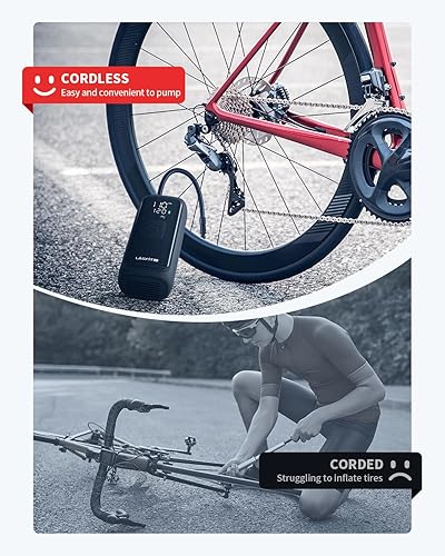 Miniatura 2 de LASFIT AIR BM1 - Bomba de motocicleta para bicicleta, inflado rápido de 20 segundos, inflador de neumáticos eléctrico portátil de 150 PSI con