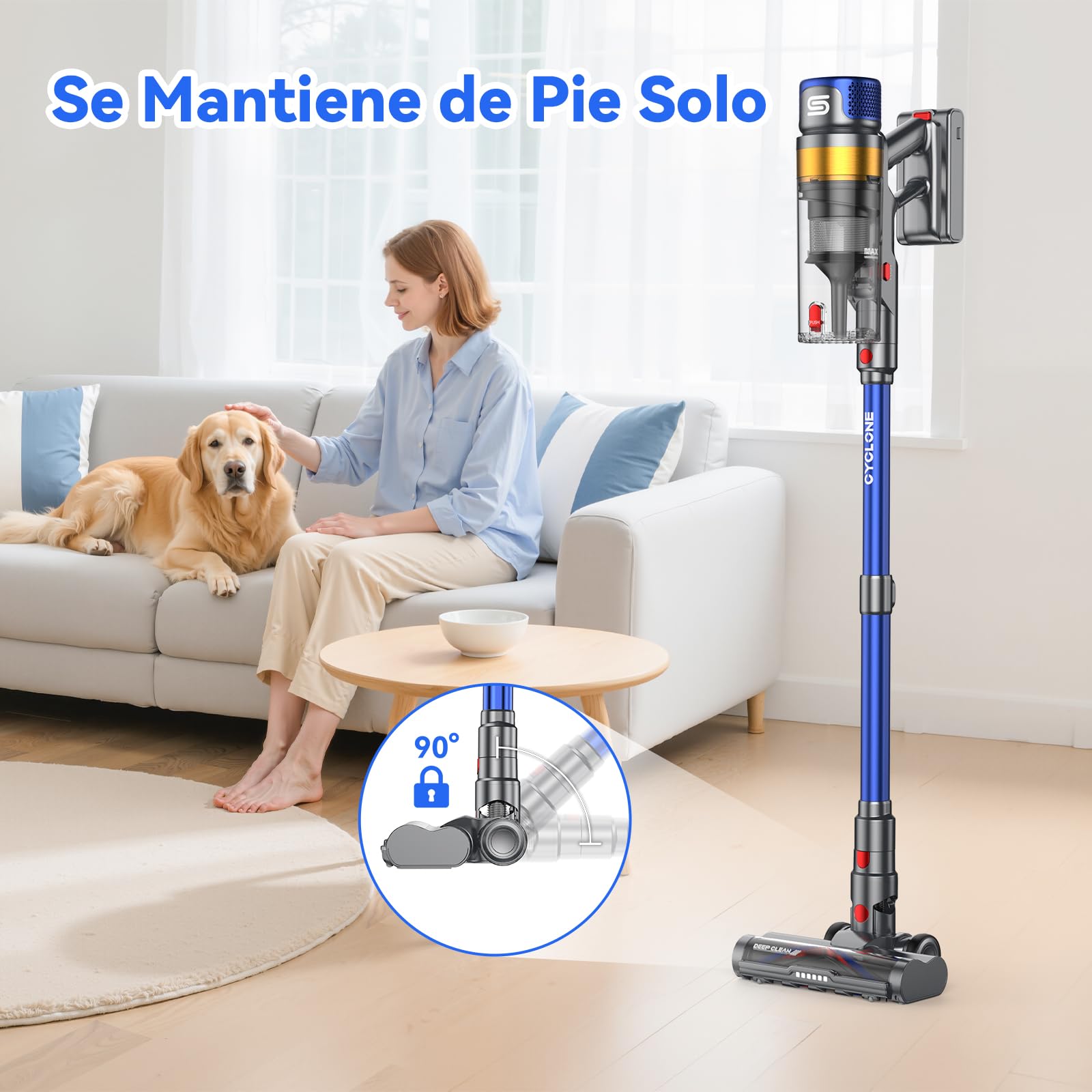 X8 Aspiradora sin Cable 48Kpa/580W/70Mins, 2026 Escoba Aspirador Vertical Potente de 1.6L/Pantalla LED, Cepillo Anti-Enredo, Vacuum Cleaner para Suelo/Alfombra/Pelos de Animales