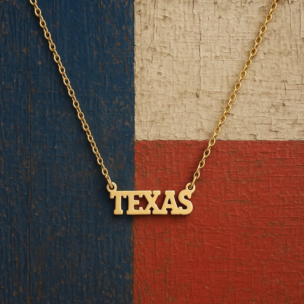 Texas State Pendant Letter Name Necklace 18K Gold Plated Stainless Steel Statement Jewelry for Women High Polished Finished Charm Any Occasion Gift Idea - Image 7