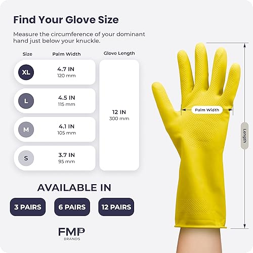 Miniatura 7 de Guantes para lavar platos, guantes de goma, guantes de cocina amarillos, guantes largos para protección de manos y trabajo