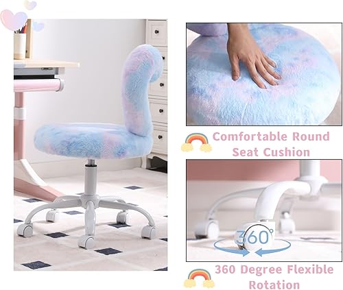 Miniatura 34 de Silla de escritorio moderna con diseño de gato para niños, cómodas sillas de escritorio pequeñas y mullidas para niñas y niños, silla giratoria