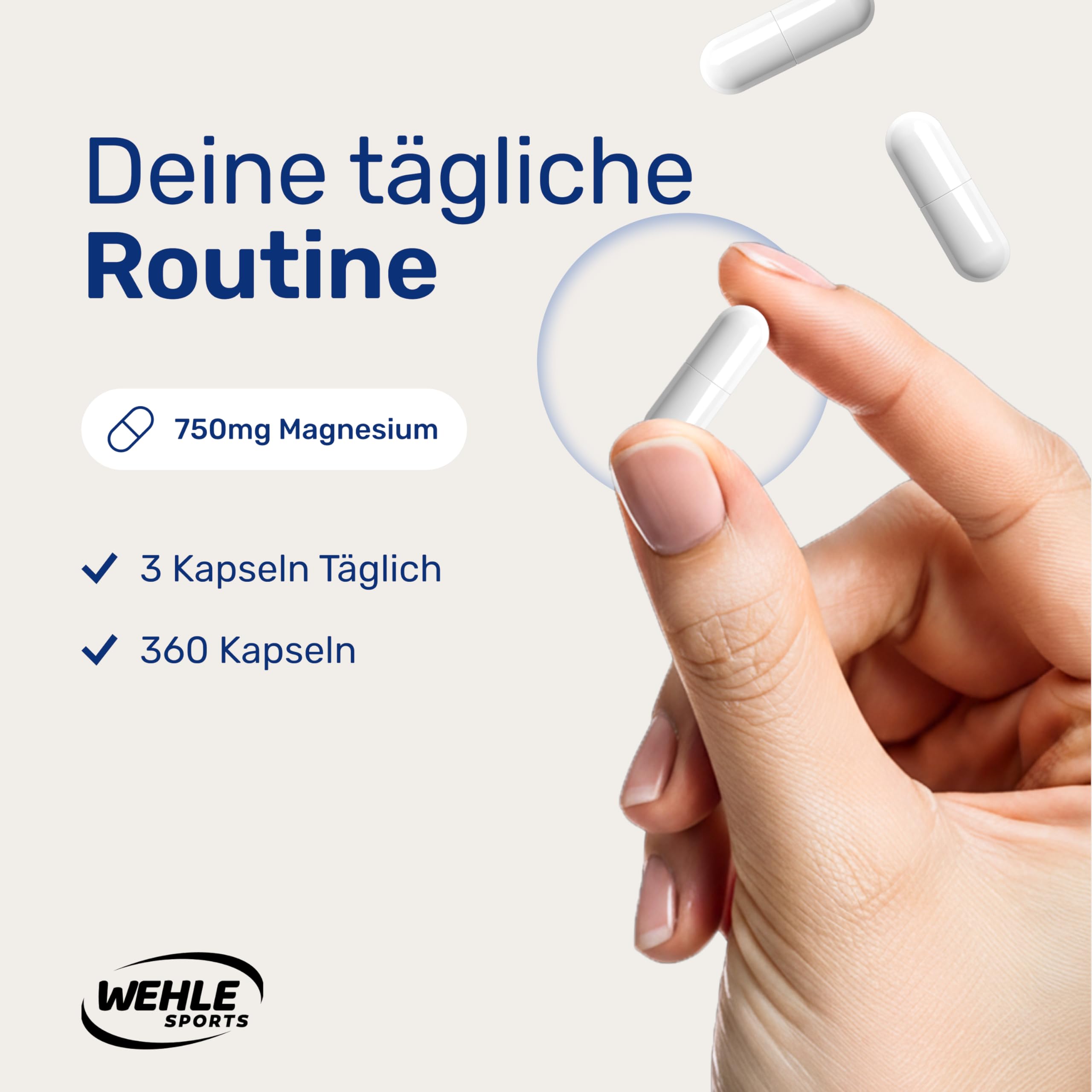 Magnesium hochdosiert 2250 mg Magnesium pro Tagesdosis - 3-Fach Komplex mit: Magnesiumbisglycinat, Magnesiumcitrat Magnesiummalat, hochdosiert, vegan (360 Kapseln) - Verpackung kann variieren