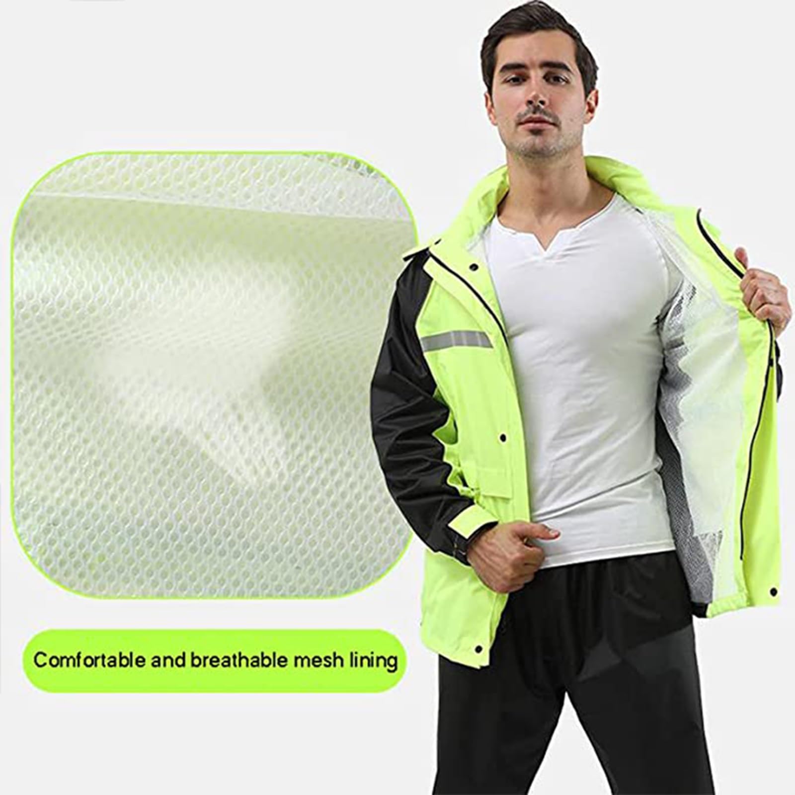 Tuta Moto Impermeabile Antipioggia Antivento Completo Giacca E Pantalone Cappuccio A Scomparsa Uomo Donna Bici, Leggero Impermeabile Antivento Traspirante, Moto, Ciclismo(Orange,XXL)