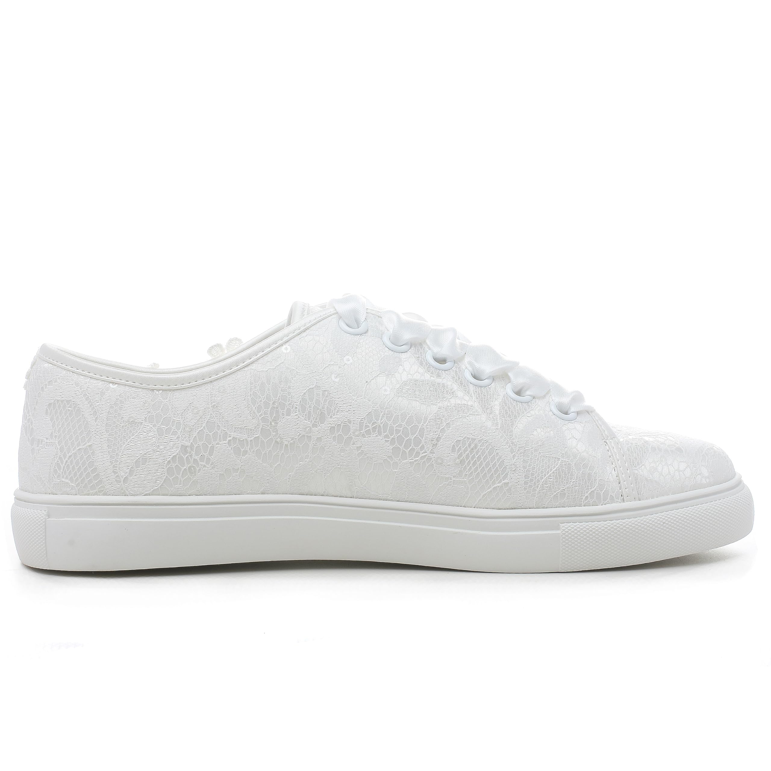 Elivandon 16054 Buty ślubne Buty Młode Płaskie Młode Buty Tenisowe Kwiaty Koronkowe Buty
