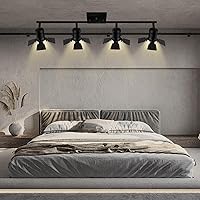 Vista 7 de 4 luces de riel de iluminación de techo, iluminación de riel negra con cabezales giratorios, lámpara de techo industrial vintage para cocina, sala