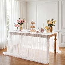 White Pearl Table Cloth Wedding Table Decor Tulle Table Runner 60x120Inch