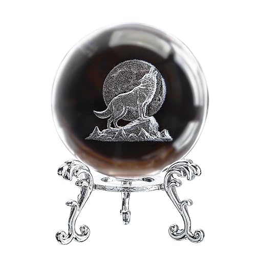 3D Crystal Wolf Figurines Wolf Gifts for Man Women 60mm