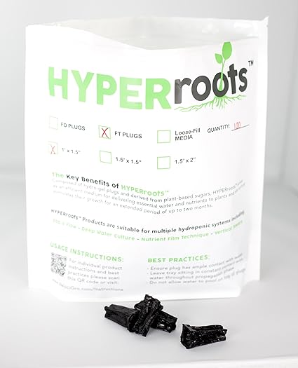 HYPERroots Compostable Seed Starter Plugs - Sustainable Seed Pods Made from Plant-Based Sugars - Outperforms Peat, Coir, Rock Wool for Hydroponics, Indoor, or Outdoor Gardening (1
