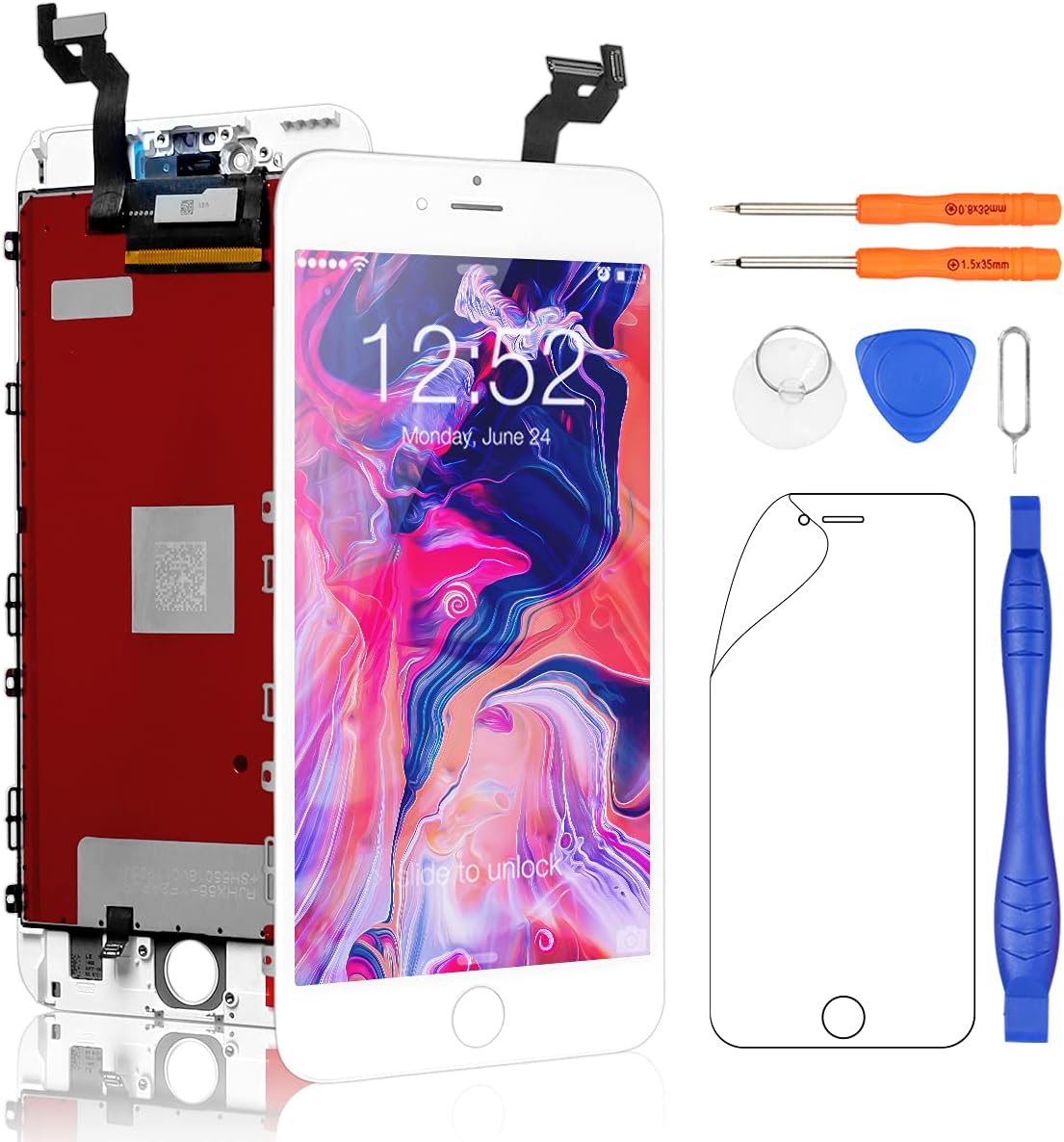 Yodoit for iPhone 6s Plus LCD Display and Digitizer Assembly Glass Touch Screen Replacement with Frame + Repair Tool Kit (5.5 inches White)