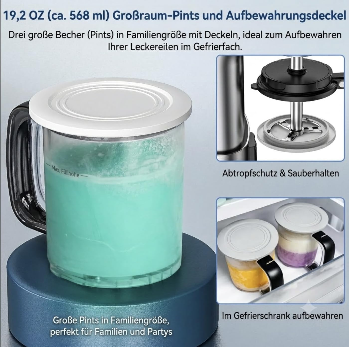 Eismaschine 10-in-1 Edelstahl – Gelato, Sorbet, Frozen Yogurt, 3 BPA-frei