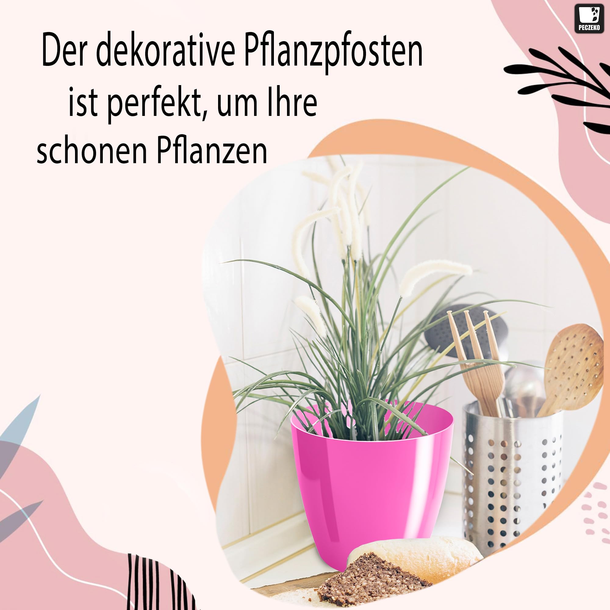 Macetas Brillantes Macetas Decorativas Hierbas Macetas Redondas de plástico duraderas y Ligeras para salón, Comedor, Cocina, terraza, balcón Juego de 2 Piezas (Antracita, diámetro 16 cm) — view 71